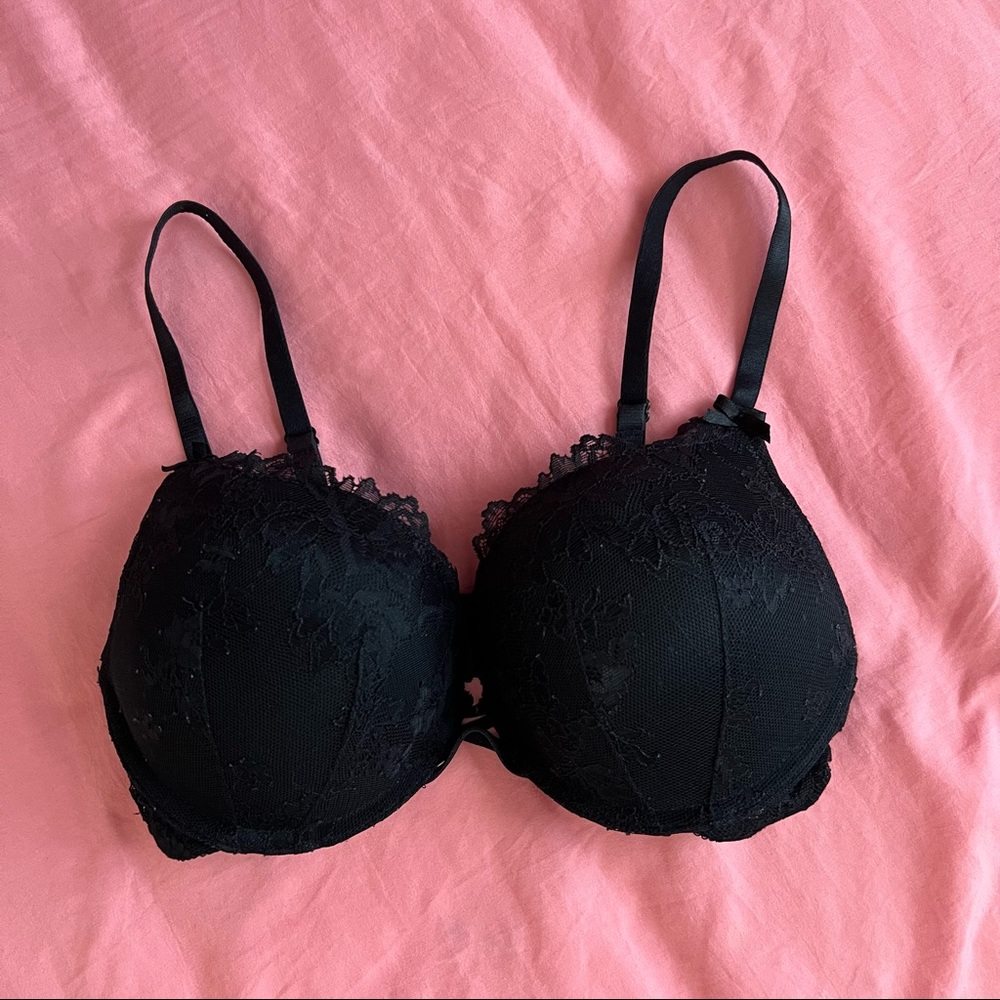 Black mesh lace super push-up bombshell bra